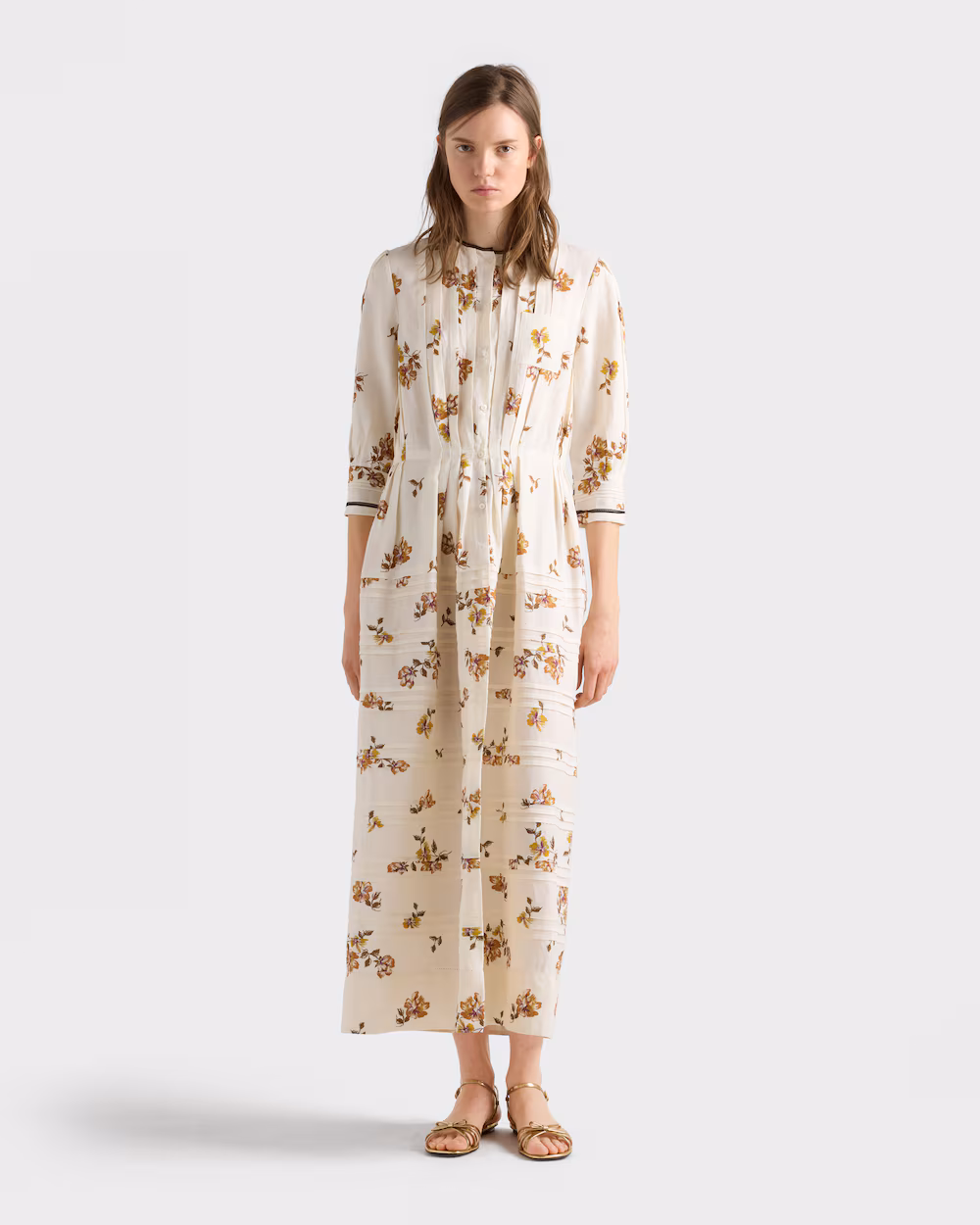 Robe longue en lin imprimé