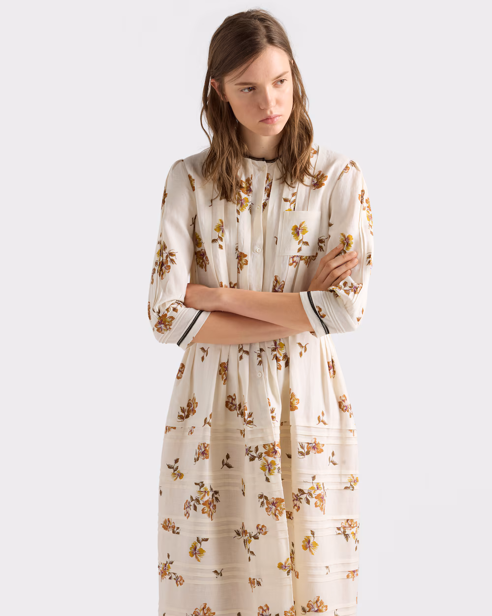 Robe longue en lin imprimé