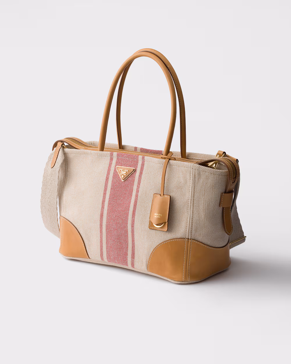 Grand cabas en toile et cuir