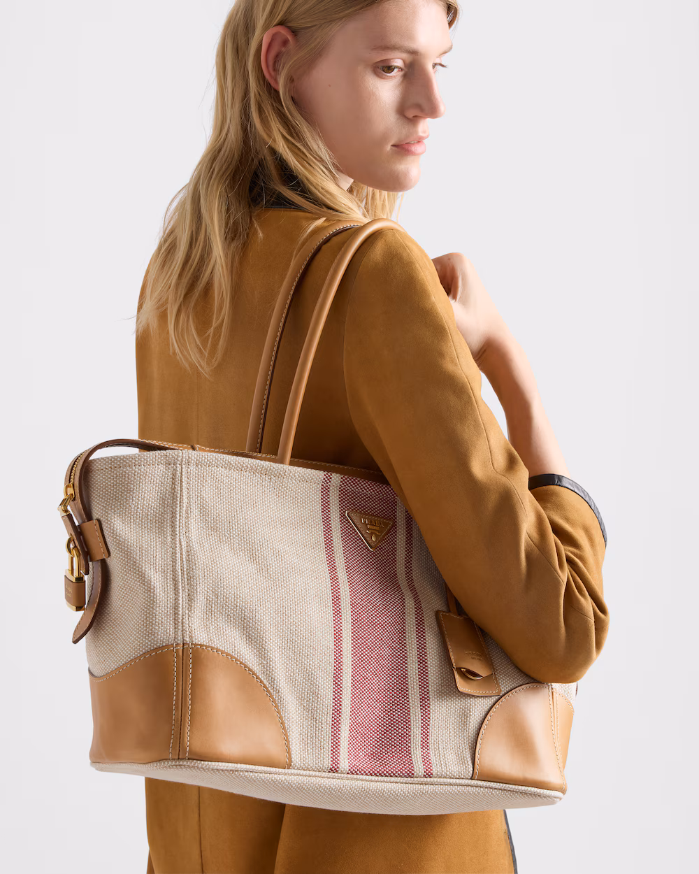 Grand cabas en toile et cuir